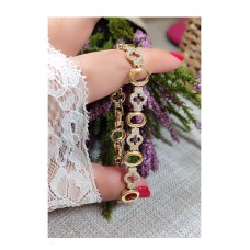 14 K (ALTIN KAPLAMA) ZİRKON TAŞLI BİLEKLİK B51A13