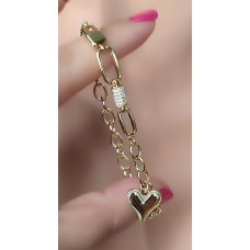 14 K ( ALTIN KAPLAMA) ZİRKON TAŞLI KALPLİ BİLEKLİK B66A14