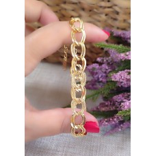 14 K ( ALTIN KAPLAMA ) ÇİFT ZİNCİR HALKA BİLEKLİK B73A15