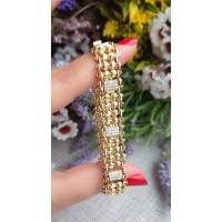 14 K ( ALTIN KAPLAMA ) ZİRKON TAŞLI SETRA VİP BİLEKLİK B77A15