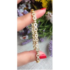 14 K ( ALTIN KAPLAMA ) ZİRKON TAŞLI SONSUZLUK İŞARETLİ VİP BİLEKLİK B87A16