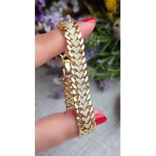 14 K ( ALTIN KAPLAMA ) ZİRKON TAŞLI KALP MOTİFLİ VİP BİLEKLİK B88A16