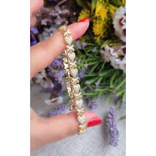 14 K ( ALTIN KAPLAMA ) ZİRKON TAŞLI KALP MOTİFLİ VİP BİLEKLİK B91A16