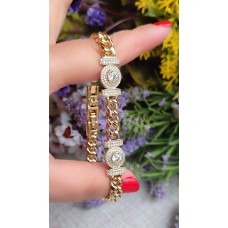 14 K ( ALTIN KAPLAMA ) ZİRKON TAŞLI KORBUS VİP BİLEKLİK B93A16