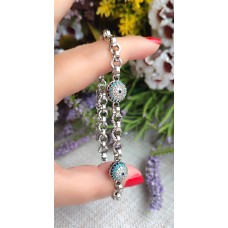 SILVER ZİRKON TAŞLI NAZAR BONCUKLU BİLEKLİK B95A17