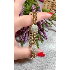 14 K HASIR  ( altın kaplama) ZİRKON TAŞLI XUPİNG BİLEKLİK B11A10