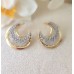 İki Renkli Çift Hilal Model Taşlı Küpe - Gold & Gümüş Işıltılı Modern Tasarım S03 F15 İki Renkli Çift Hilal Model Taşlı Küpe - Gold & Gümüş Işıltılı Modern Tasarım S03 F15