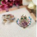 Renkli Mineli Baykuş Model Taşlı Küpe - Pembe Zirkon & Gold Kaplama Tasarım S04 F15 Renkli Mineli Baykuş Model Taşlı Küpe - Pembe Zirkon & Gold Kaplama Tasarım S04 F15