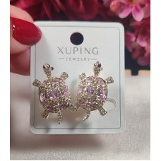 Xuping Pembe Taşlı Kaplumbağa Küpe - Gold Kaplama Zirkon Taşlı Çivi Küpe Ş08 F16 Xuping Pembe Taşlı Kaplumbağa Küpe - Gold Kaplama Zirkon Taşlı Çivi Küpe Ş08 F16