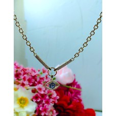 Zirkon Taş Detaylı Nazarlık Figürlü Çelik Kolye (Altın Kaplama) 25+5 CM K 90 Z16