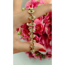 14 K ( ALTIN KAPLAMA )    ZİRKON TAŞLI  GEOMETRİK DESEN GOLD KAPLAMA BİLEKLİK D6 A19