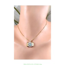 14 K (ALTIN KAPLAMA) ZİRKON TAŞLI NAZAR BONCUKLU GÖZ DESENLİ KOLYE K4Z10 14 K (ALTIN KAPLAMA) ZİRKON TAŞLI NAZAR BONCUKLU GÖZ DESENLİ KOLYE K4Z10