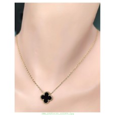 14 K (ALTIN KAPLAMA) SİYAH UÇLU KOLYE K42Z12