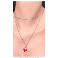 14 K (ALTIN KAPLAMA) ZİRKON TAŞLI ÇİLEK MOTİFLİ KOLYE K49Z13