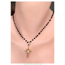 14 K (ALTIN KAPLAMA) ZİRKON TAŞLI SİYAH BONCUKLU KOLYE K50Z13 14 K (ALTIN KAPLAMA) ZİRKON TAŞLI SİYAH BONCUKLU KOLYE K50Z13