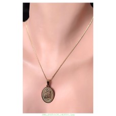 14 K (ALTIN KAPLAMA) ALLAH YAZI MOTİFLİ VİP KOLYE K62Z14