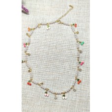 ZİRKON TAŞLI KİRAZ DETALI İNCİ KOLYE K80Z16