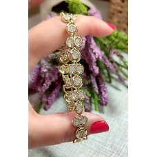 YUVARLAK ZİRKON TAŞLI 14 K (altın kaplama) BİLEKLİK B14A10