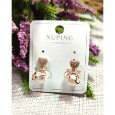 İNCİLİ KALP DETAYLI ZİRKON TAŞLI KÜPE P4F10